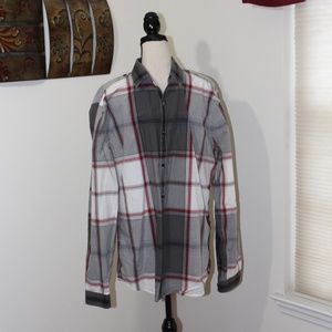 Express, Extra Slim Fit button down long sleeve plaid shirt